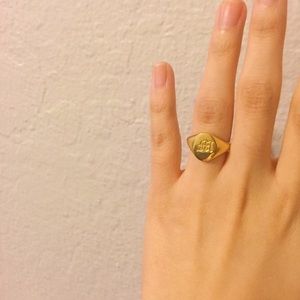 Gold “M” Signet Ring